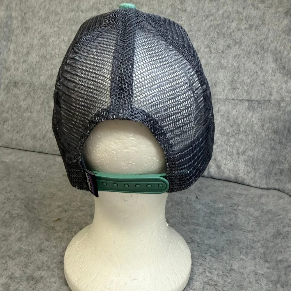 Patagonia‎ Fitz Roy Seafoam Green Charcoal Grey Mesh Snapback Trucker Hat Cap